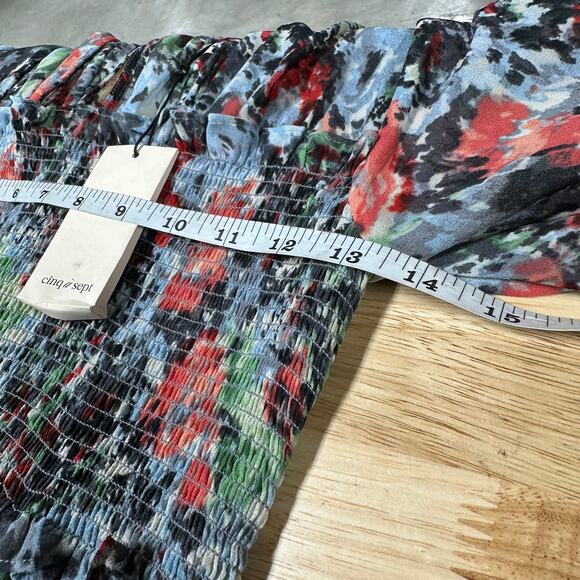 Cinq à Sept NWT Leigh Floral Print Ruffle Maxi Dress Size 2 Smocked Slit Sleeve - Picture 9 of 12